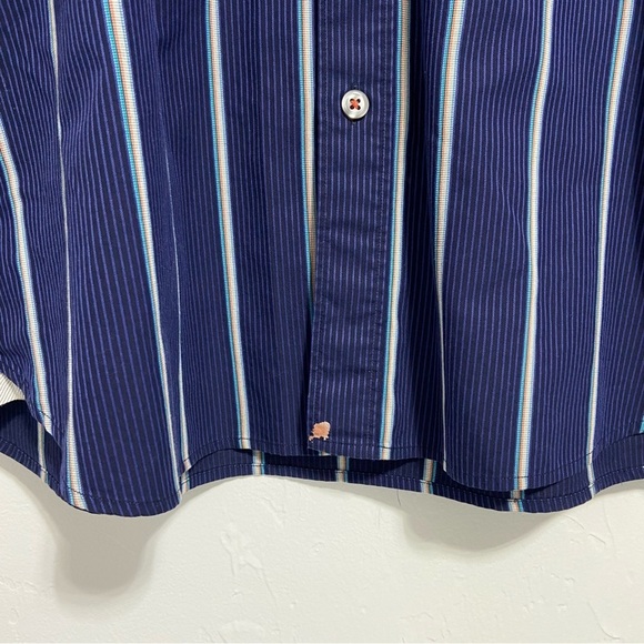 Tommy Bahama Button Down Dress Shirt Men's Long Sleeve Striped Medium Blue - Picture 4 of 8